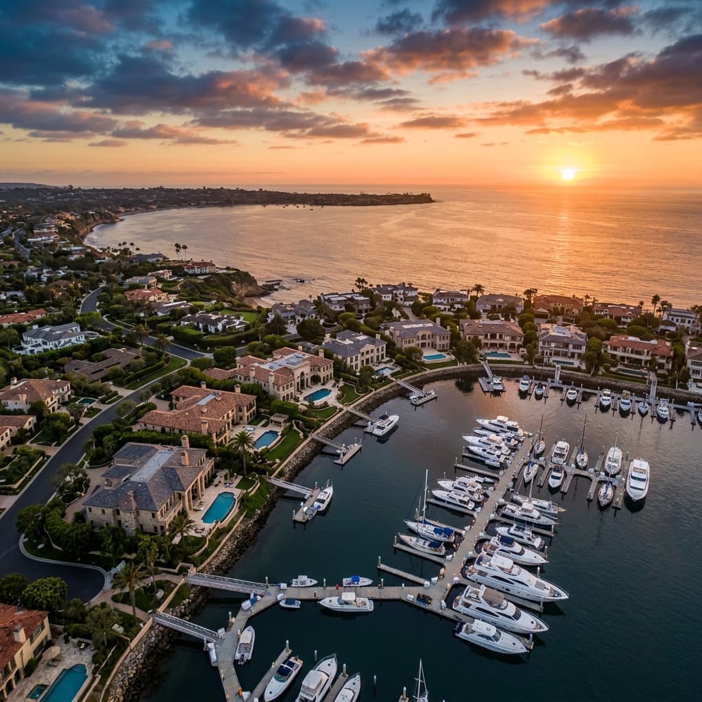 Luxury coastal aerial view